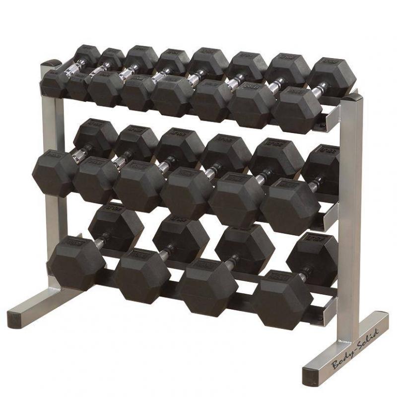  - Body Solid Hexagon Dumbbell caoutchouc– 17,5 kg – p--paire           